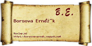 Borsova Ernák névjegykártya